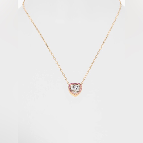 Kurt Geiger Pave Gold Necklace with Pink Heart Pendant NWT - Picture 3 of 7
